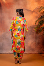 Juniper Sunflora Bloom Printed Kurta Set | Grocsy