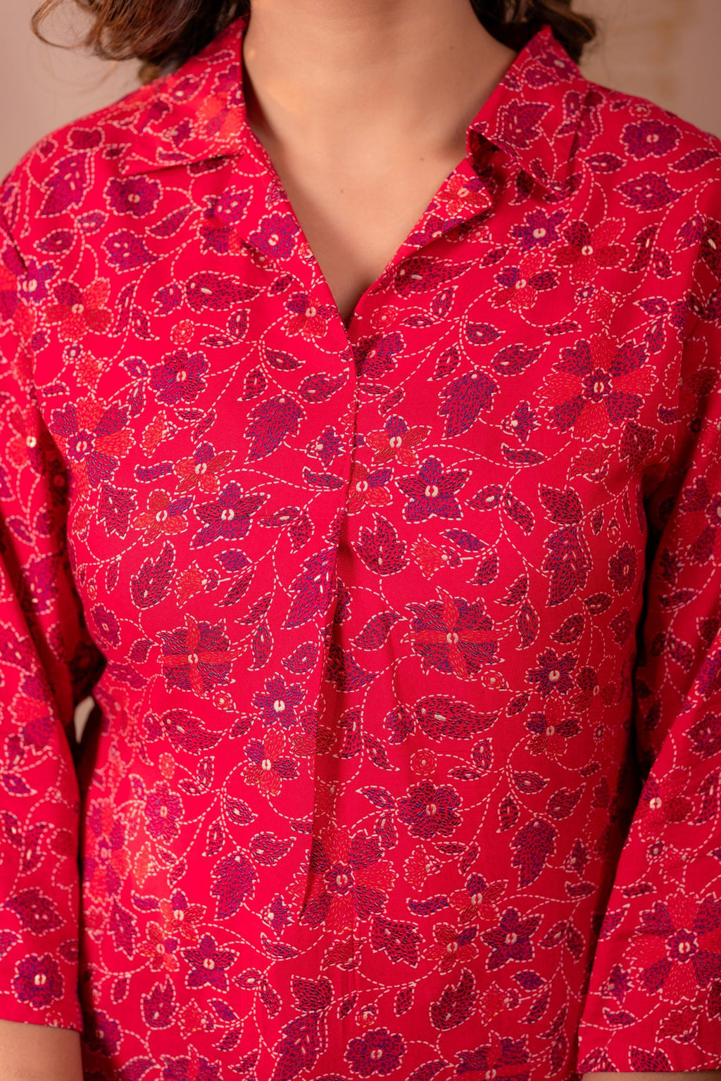 Juniper Fuchsia Floral Printed Straight Kurta | Grocsy