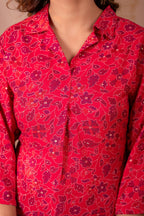 Juniper Fuchsia Floral Printed Straight Kurta | Grocsy