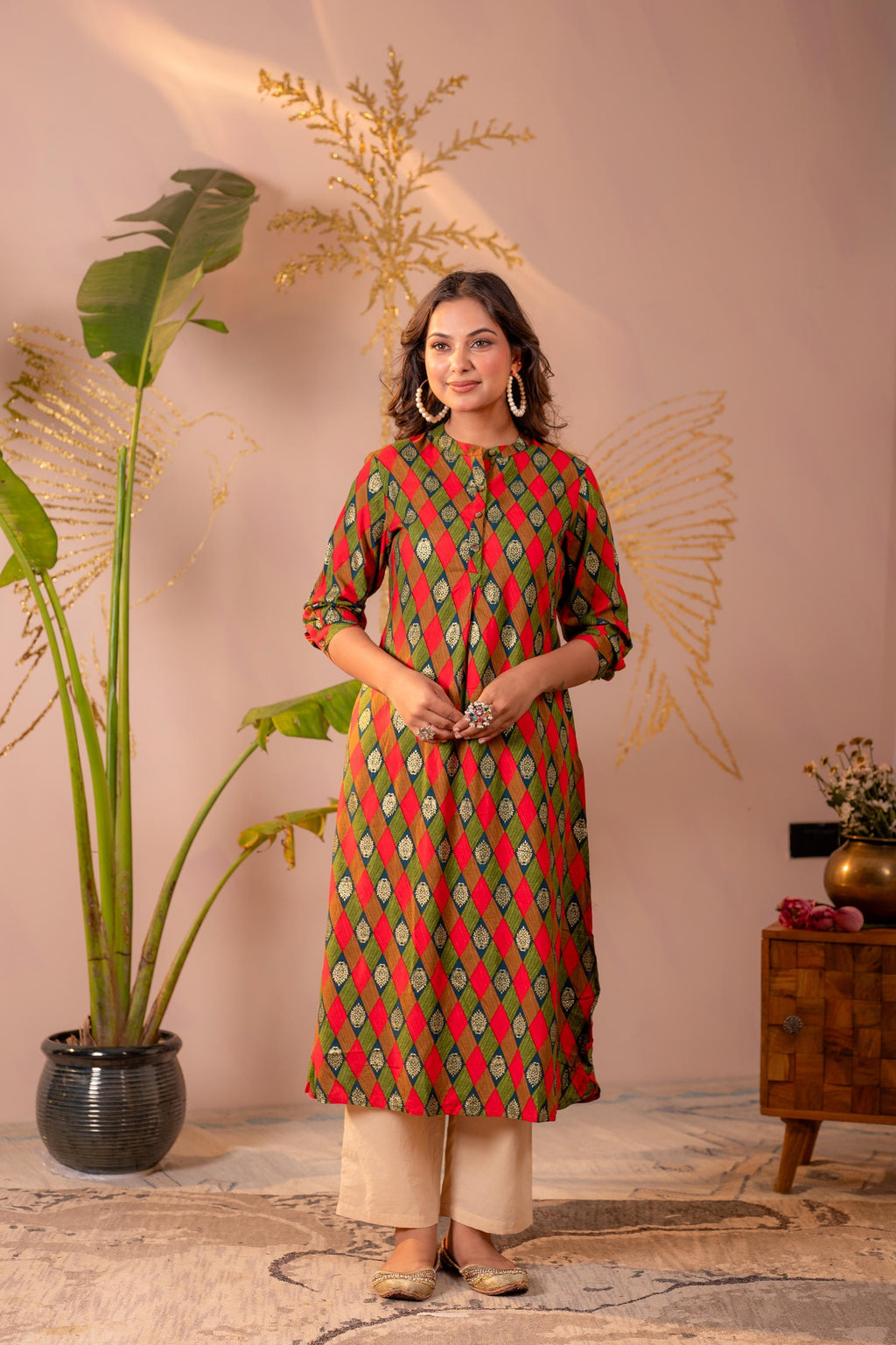Juniper Geometric Printed Straight Kurta | Grocsy