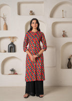 Juniper Geometric Printed Straight Kurta | Grocsy
