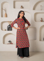 Juniper Geometric Printed Straight Kurta | Grocsy