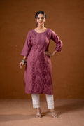 Juniper Dusty Pink Embroidered Kurta | Grocsy