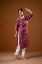 Juniper Dusty Pink Embroidered Kurta | Grocsy