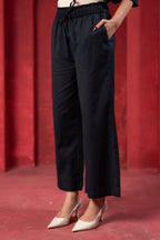 Juniper Black Tonal Sequin Embellished Straight Kurta Set | Grocsy