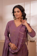 Juniper Plum Solid Embroidered Straight Kurta Pant And Dupatta Set With Thread Work | Grocsy