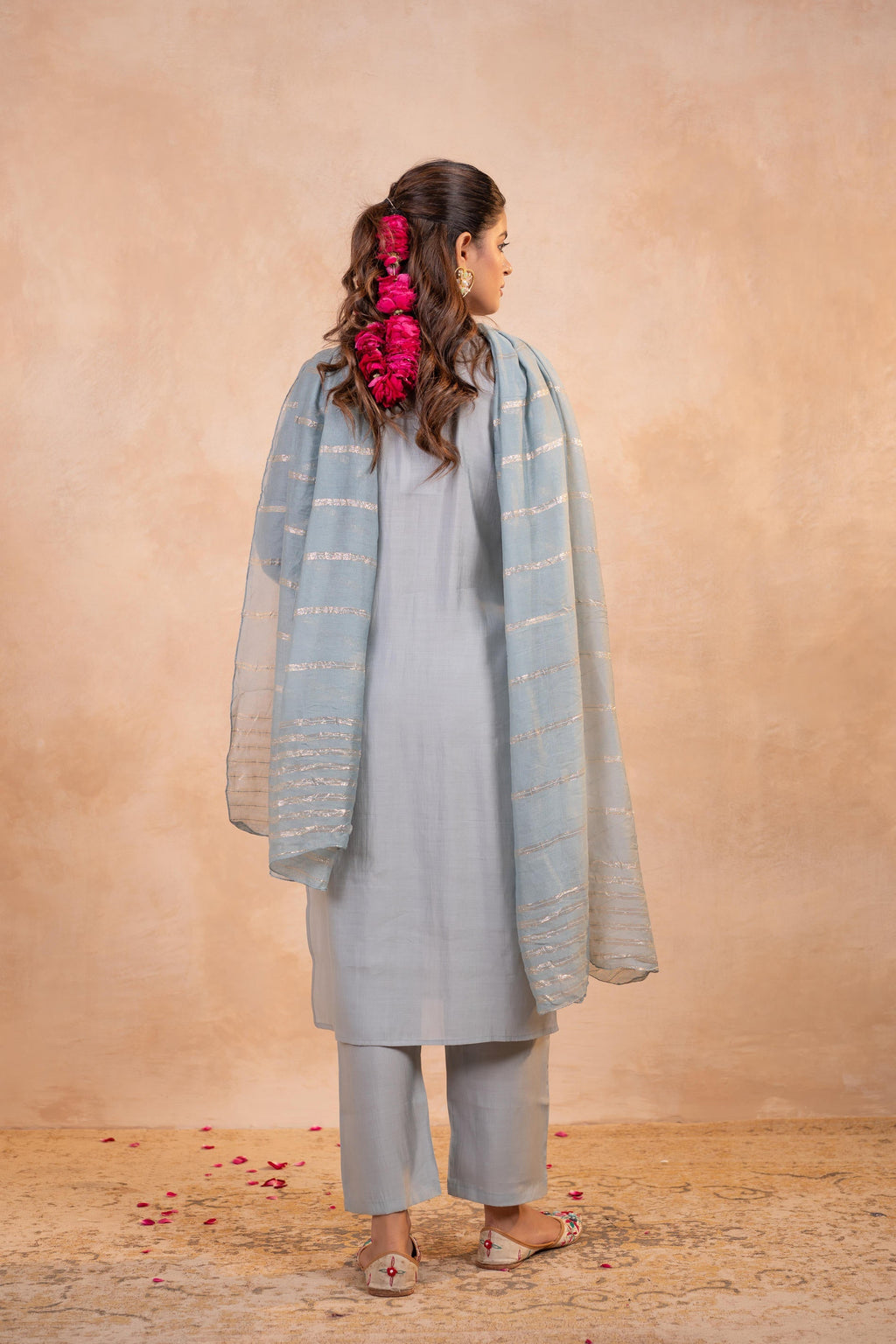 Juniper Grey Serenity Embroidered Suit Set | Grocsy