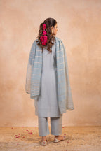 Juniper Grey Serenity Embroidered Suit Set | Grocsy