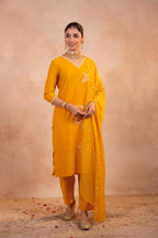 Juniper Mustard Serenity Embroidered Suit Set | Grocsy