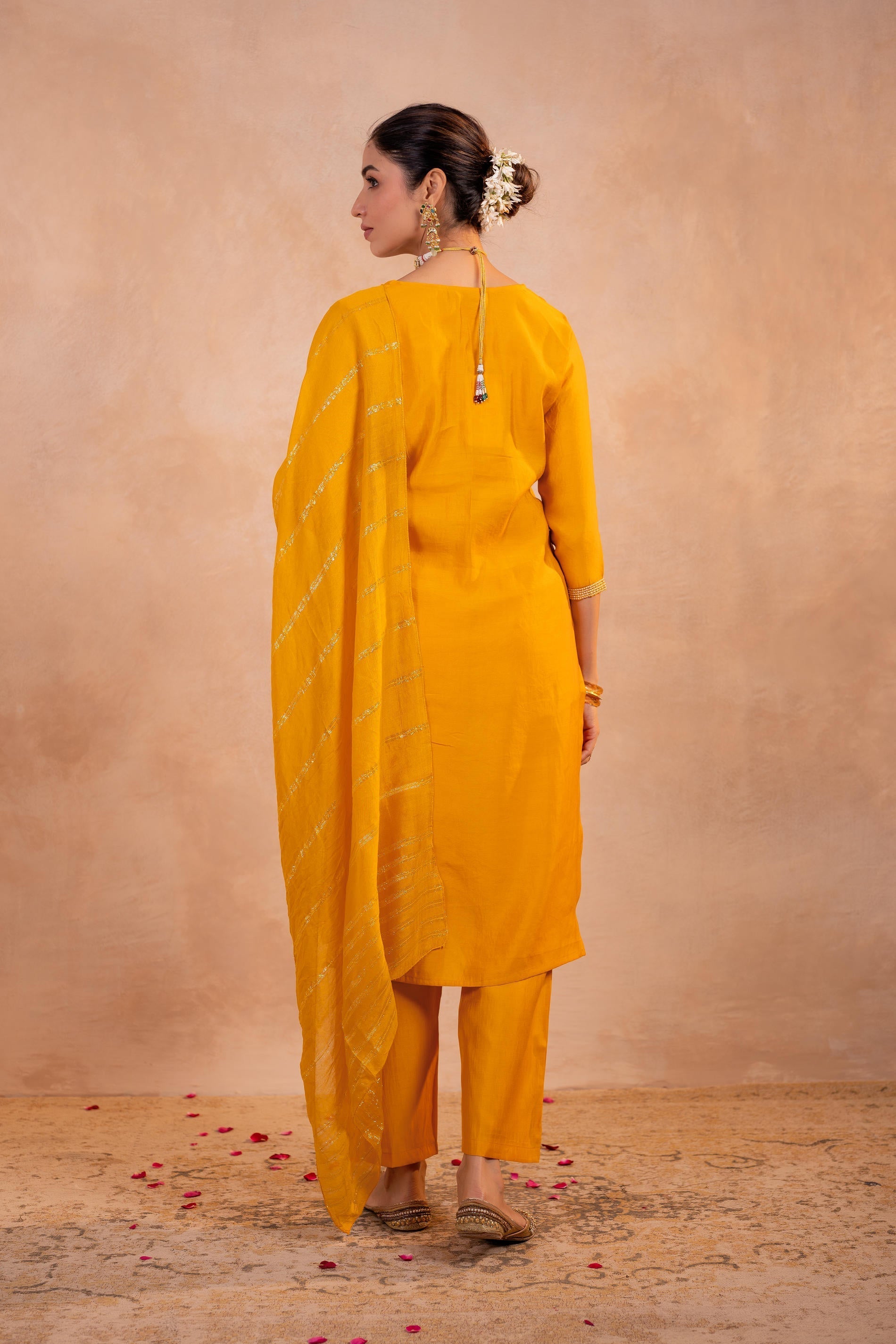 Juniper Mustard Serenity Embroidered Suit Set | Grocsy