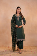 Juniper Bottle Green Serenity Embroidered Suit Set | Grocsy