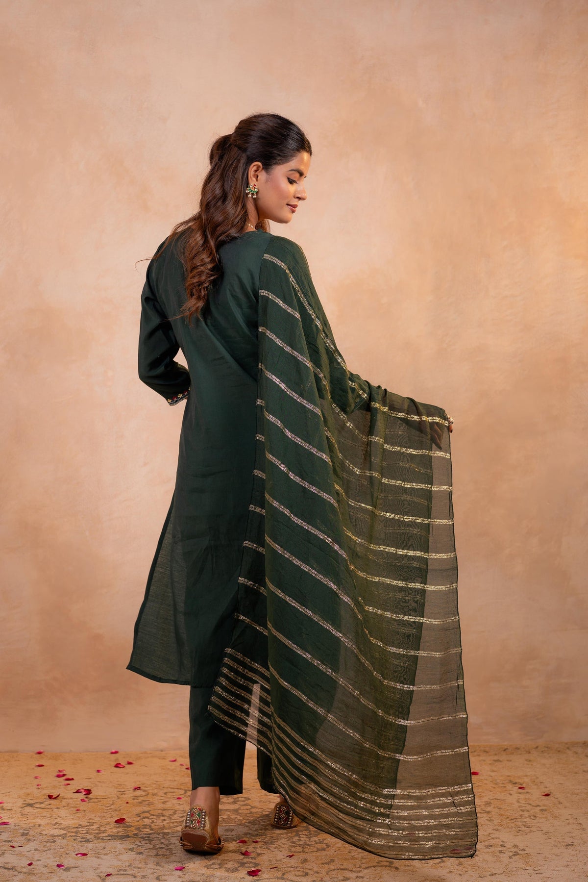 Juniper Bottle Green Serenity Embroidered Suit Set | Grocsy