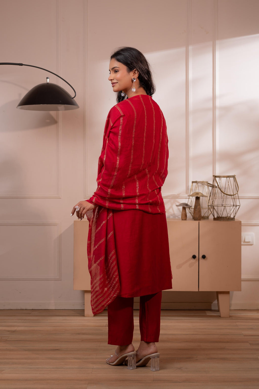 Juniper Maroon Solid Embroidered Straight Kurta Pant And Dupatta Set With Thread Work | Grocsy