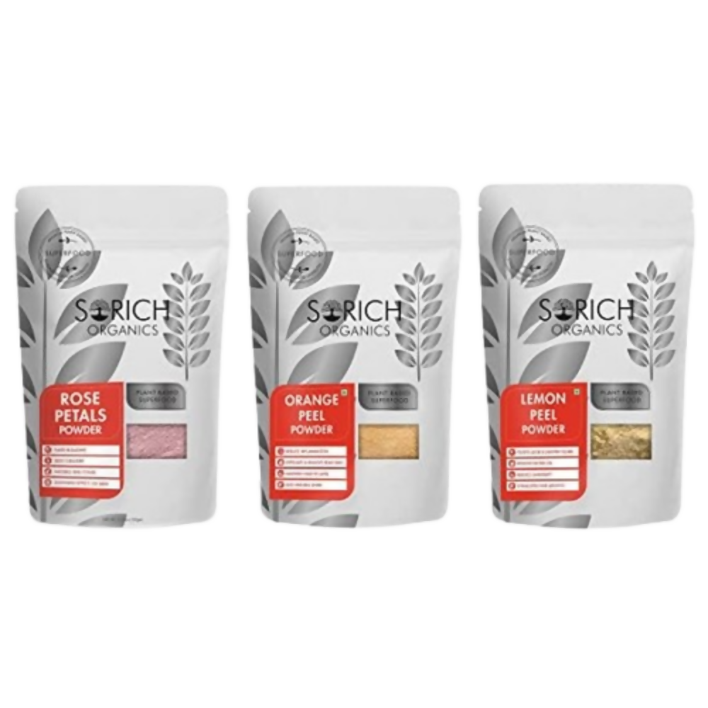 Sorich Organics Rose Petals Powder, Lemon Peel Powder and Orange Peel Powder | Grocsy