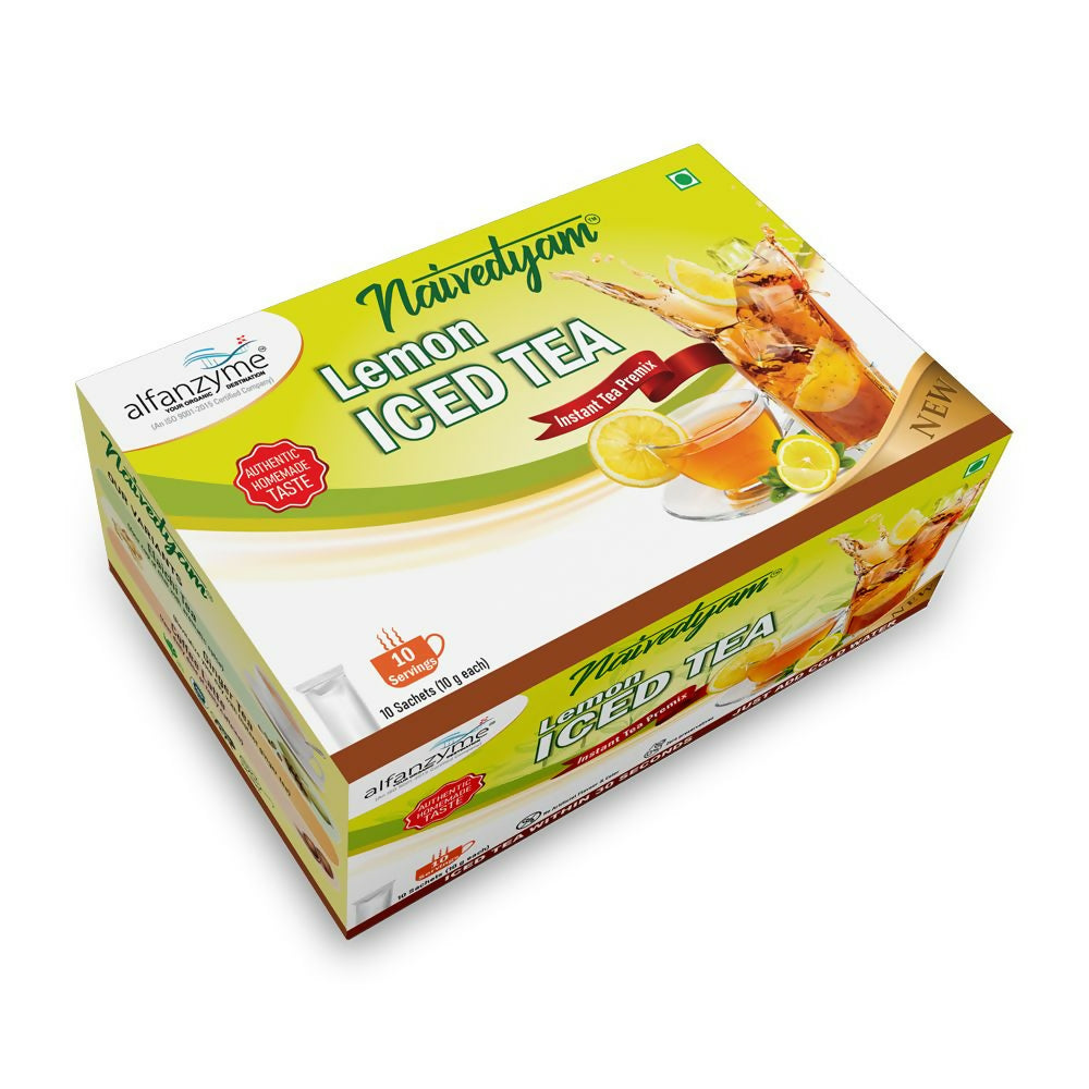 Naivedyam Lemon Iced Instant Tea Premix Powder Sachets | Grocsy