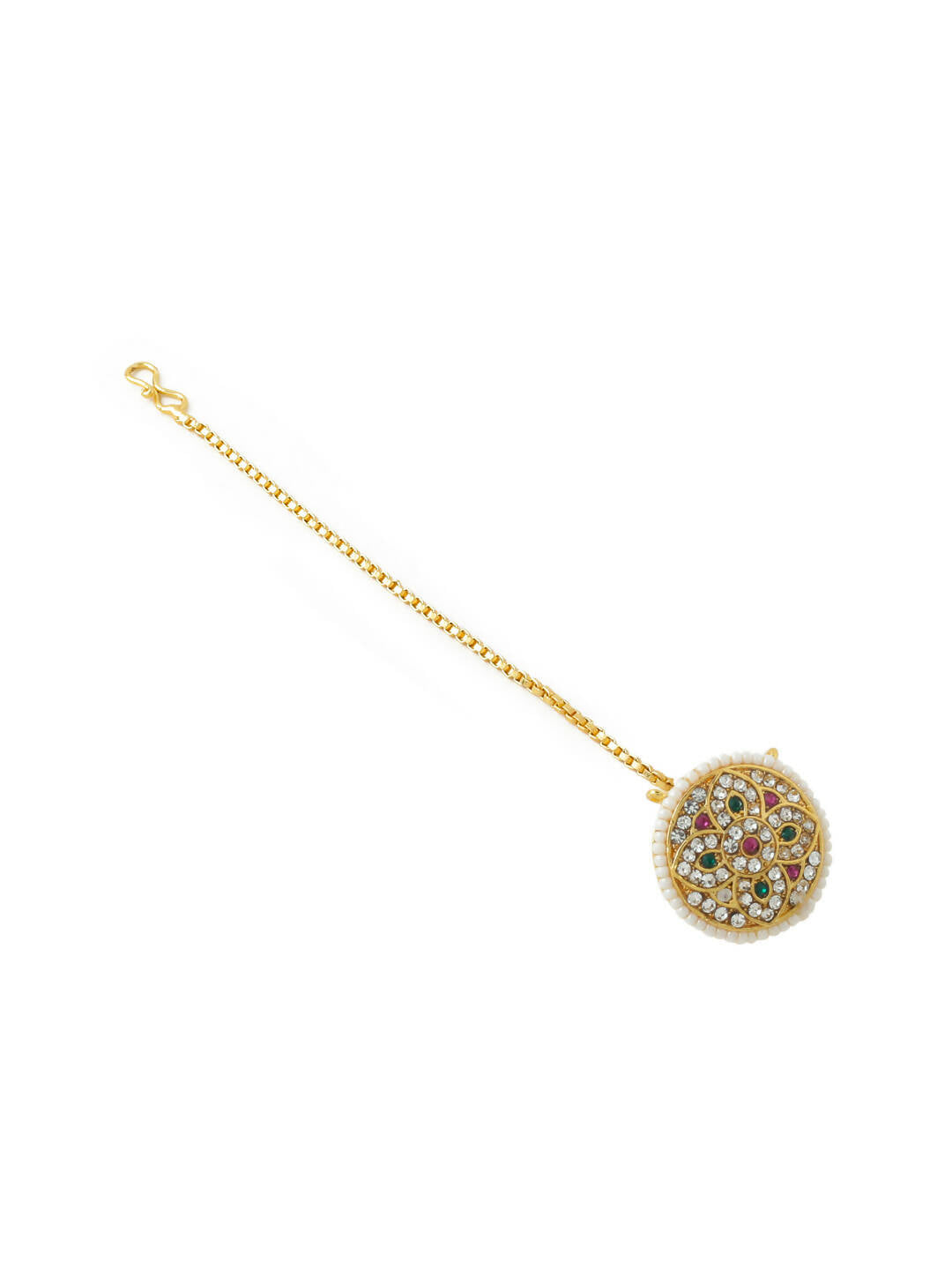 NVR Women's Trending Stylish Gold-Polished Maang Tikka | Grocsy