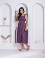 Miravan Womens Abstract Printed Wine ALine Maxi Dress | Grocsy