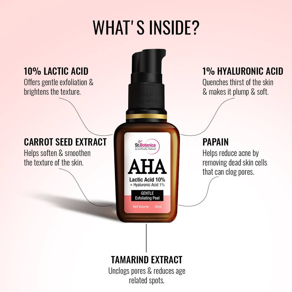 St.Botanica AHA Lactic Acid 10% + Hyaluronic Acid 1% Gentle Exfoliating Peel | Grocsy