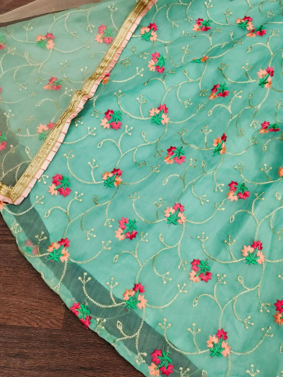 Jyoti Fashion Beautiful Sky Blue Organza Silk Embroidered Kids Lehenga Choli Set | Grocsy