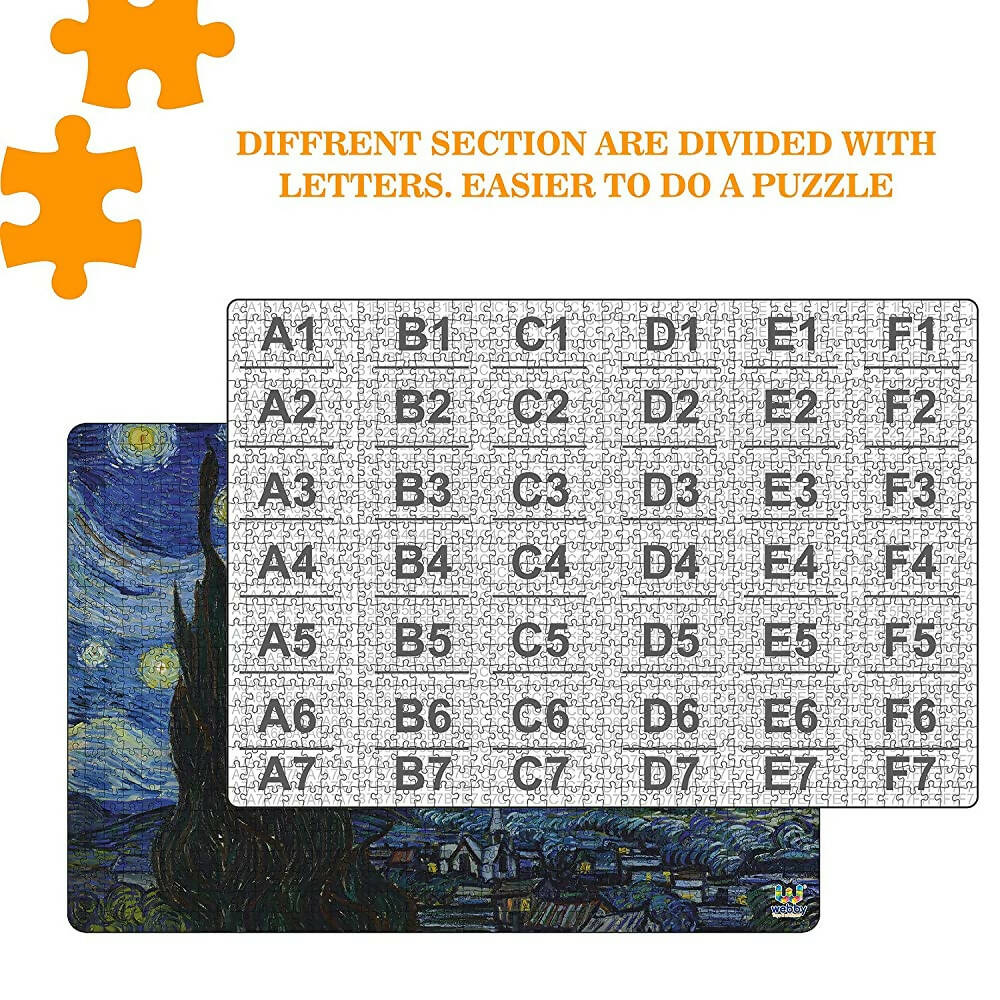 Webby Wooden Starry Night Painting Jigsaw Puzzle-1000 Pcs | Grocsy