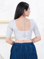 Joban Fashion Silver Tissue Elbow Sleeveless Front Open Blouse | Grocsy