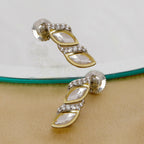 Boat Shaped Earrings with Diamond in Gold (Silver) - Ruby Raang | Grocsy