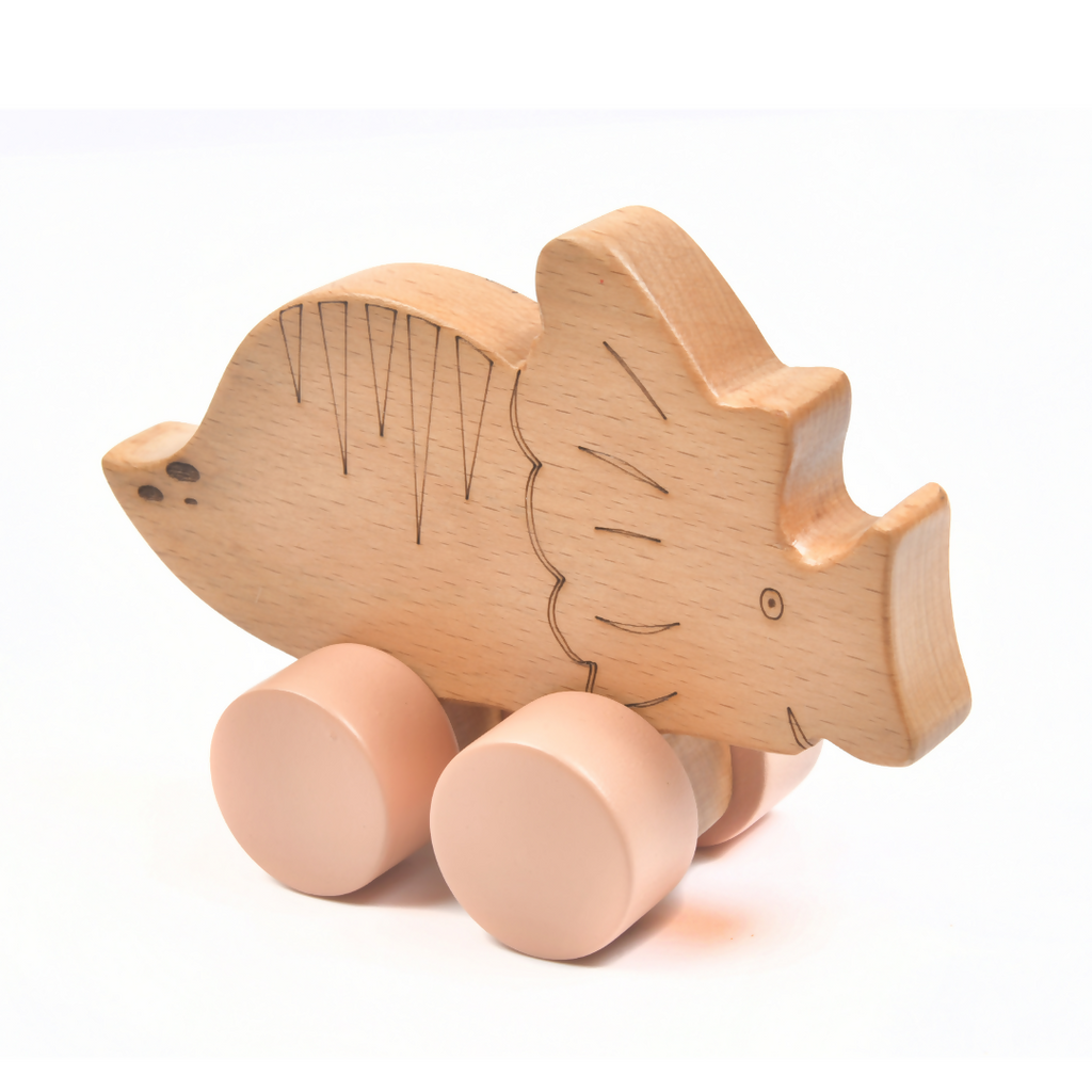 Nesta Toys Wooden Dinosaur Pull Along Toy for Toddlers & Infant 6+ Months, Wooden Toy for Babies | Grocsy