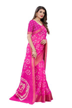 Vamika Pink Color Linen Jari Border Saree | Grocsy