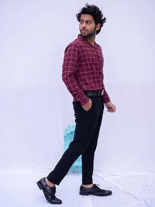 Diva Globe Checkard Lapel Collar Shirt | Grocsy