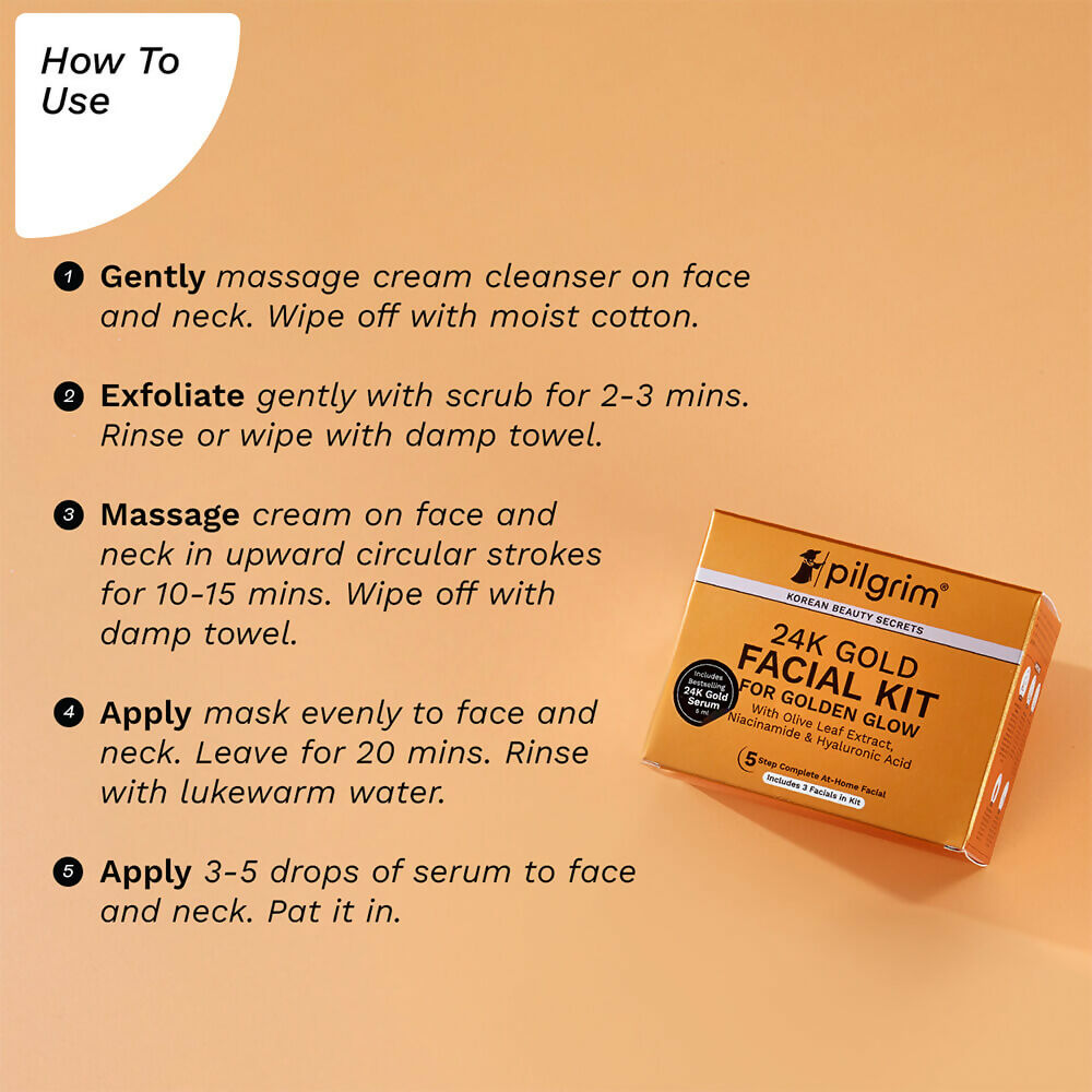 Pilgrim 24K Gold Facial Kit For Golden Glow | Grocsy