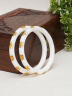 Golden Bangles (White) - Ruby Raang | Grocsy