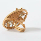 Mominos Fashion Joharkamal Gold-Polished Stone Studded Adjustable Finger Ring - Design 13 | Grocsy