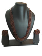 Inhanns Bloom Handmade Beaded Necklace With Earrings - 12 Layers - Coffee Necklace Set | Grocsy