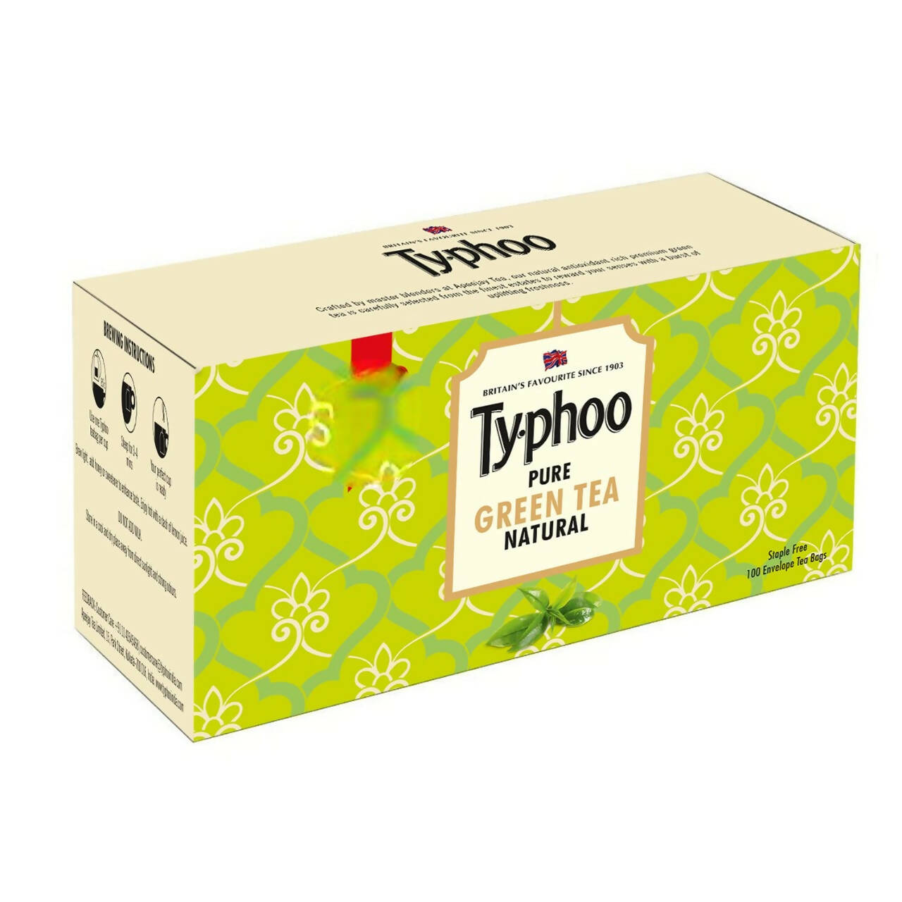 Typhoo Pure Natural Green Tea Bags | Grocsy