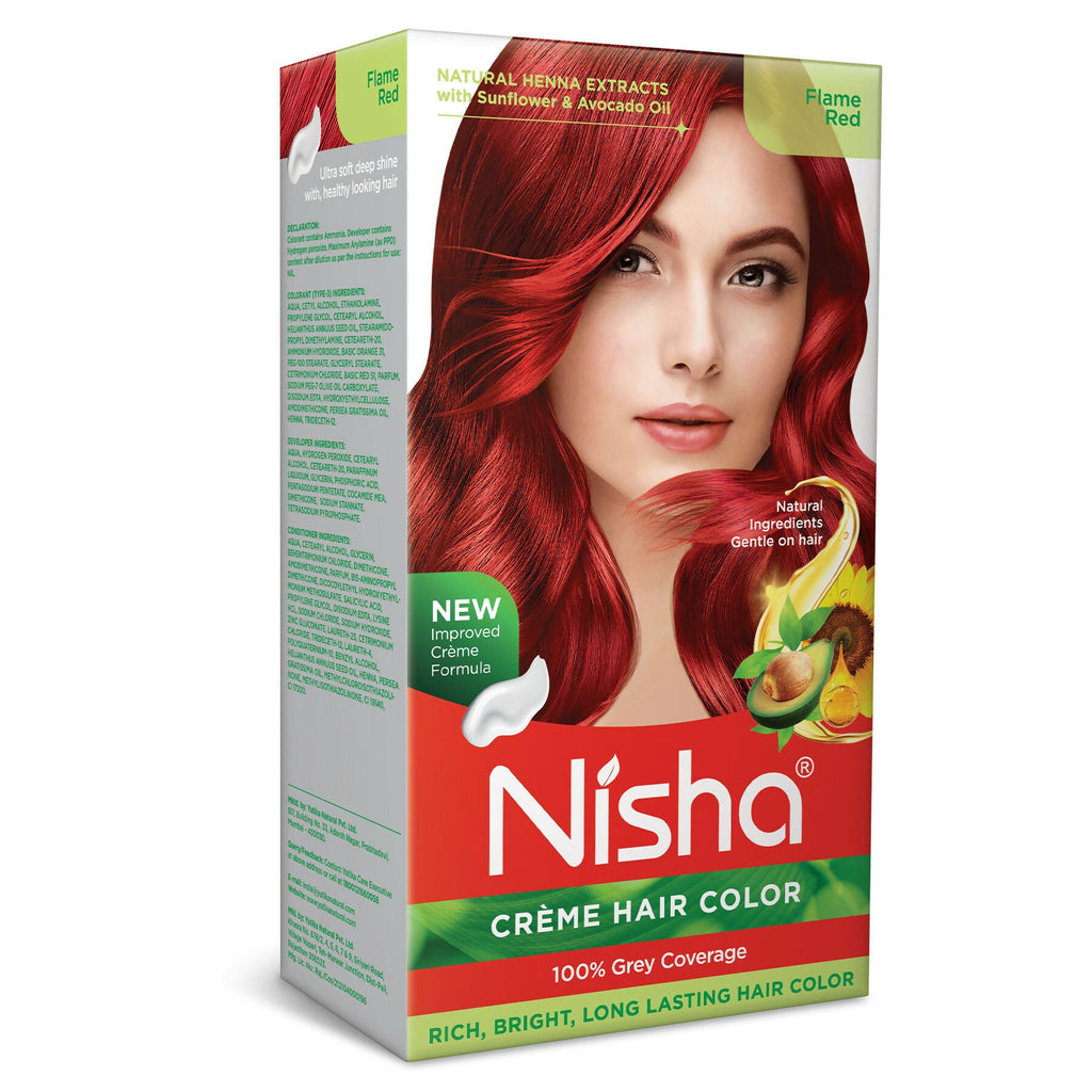 Nisha Creme Hair Color for Women - Flame Red | Grocsy