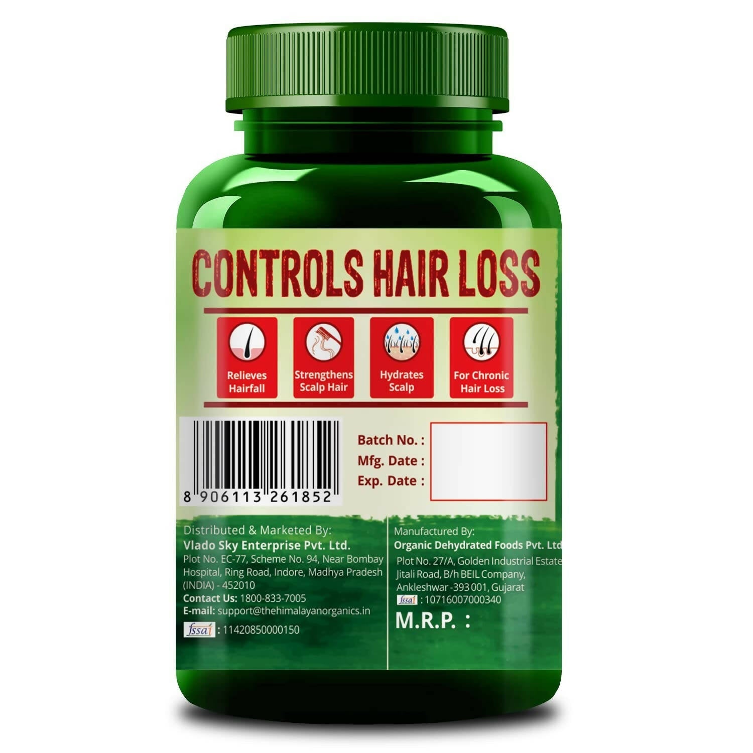 Himalayan Organics Plant Based Hair-Skin Vitamin Biotin + DHT Blocker Veg Capsules | Grocsy
