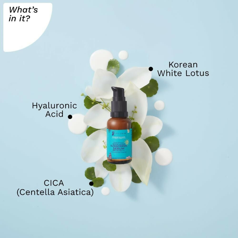 Pilgrim White Lotus Sunscreen Serum SPF 30 PA+++ | Grocsy