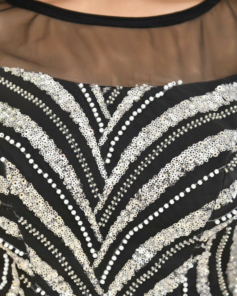 Amodini Designer Studio Heavy Work Black Pearl Sequined Padded Blouse | Grocsy