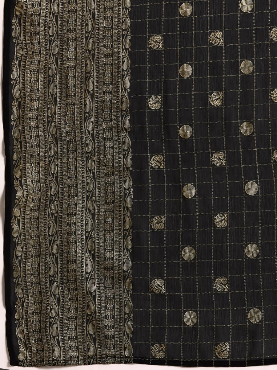 Ahalyaa Women's Traditional Semi Stitch Saree - Black | Grocsy