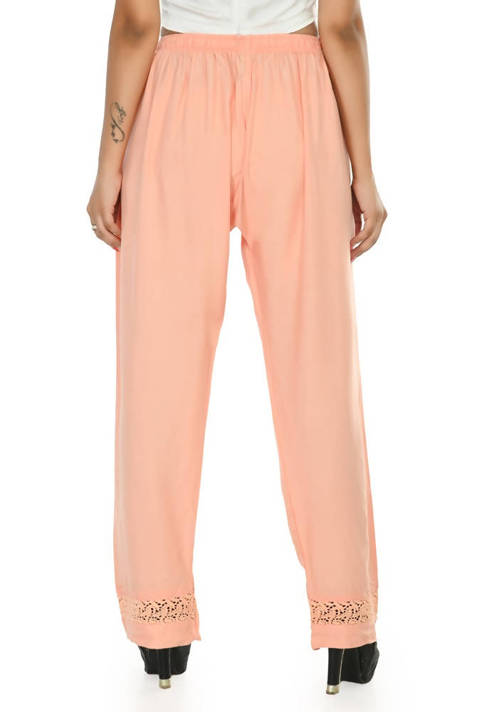 Mominos Fashion Moeza Reyon Cotton Peach Color Straight Palazzo | Grocsy