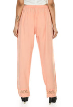 Mominos Fashion Moeza Reyon Cotton Peach Color Straight Palazzo | Grocsy