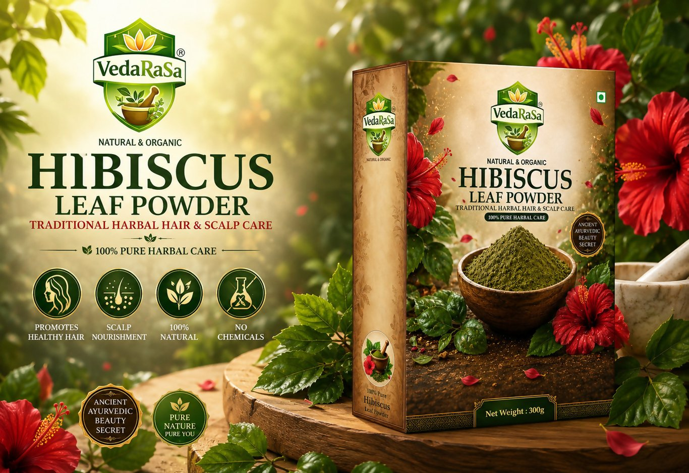 VedaRasa Dried Hibiscus Leaf Powder | Grocsy
