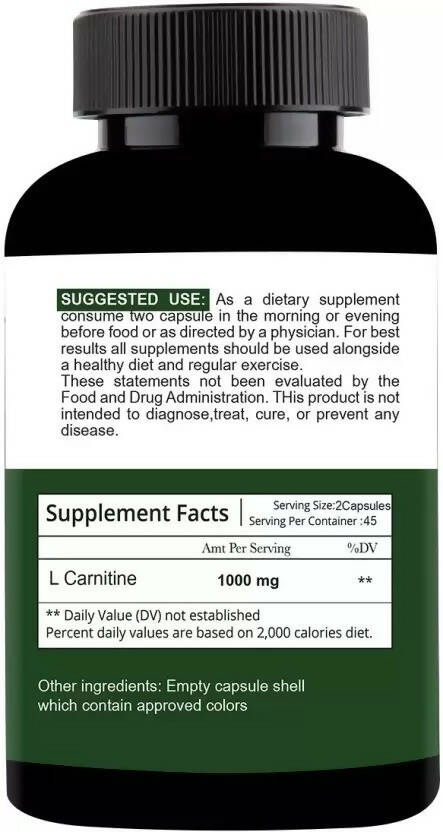 Nutracology L carnitine 1000mg for Weight Loss, Fat Burner and Muscle growth Capsules | Grocsy