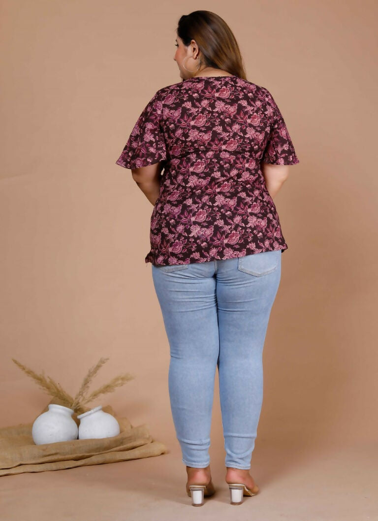 Miravan Women's Plus Size Cotton Floral Print Straight Kurti | Grocsy