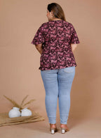 Miravan Women's Plus Size Cotton Floral Print Straight Kurti | Grocsy
