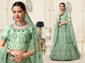 Sea Green Net Fancy Zari Embroidered work Lehenga Choli with Dupatta - Heer | Grocsy
