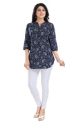 Snehal Creations Ethnic Galore Blue Short Tunic Top for Women | Grocsy
