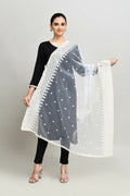 Joban Fashion White Cotton Embroidery Work Pakistani Karanchi Dupatta | Grocsy