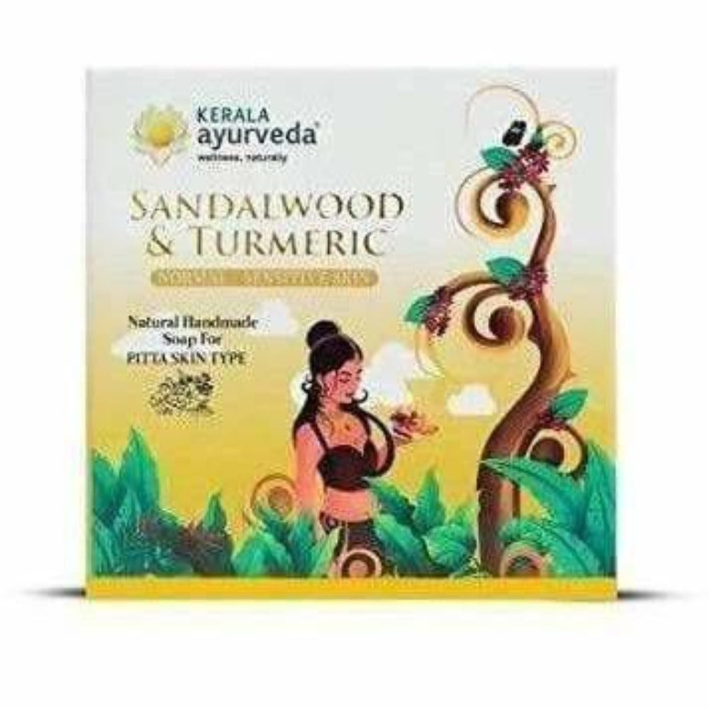 Kerala Ayurveda Natural Handmade Sandalwood & Turmeric Soap | Grocsy