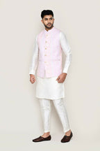 Joban Fashion White Colored Art Silk Fabric Kurta, Jacket With Straight Fit Pant | Grocsy